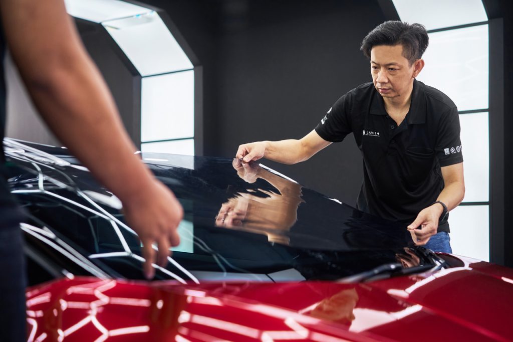 lavish staffs are applying car window film